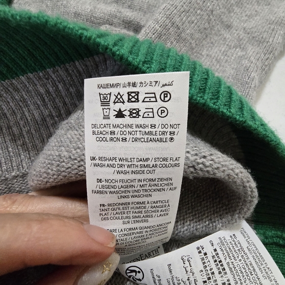 BODEN Alma Contrast Trim Cardigan Gray Green Women's Large Preppy - Picture 11 of 11